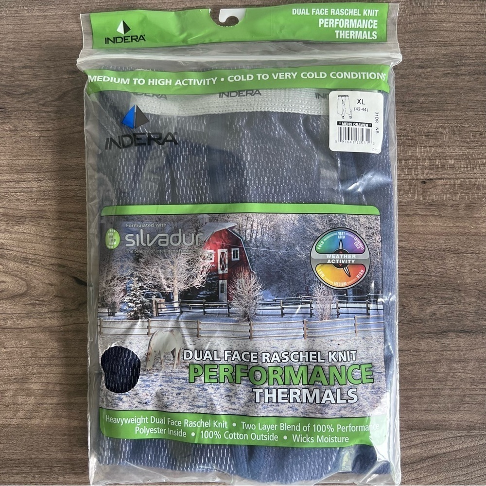 Indera Men's Dual Face Silvadur Performance Thermals Size XL